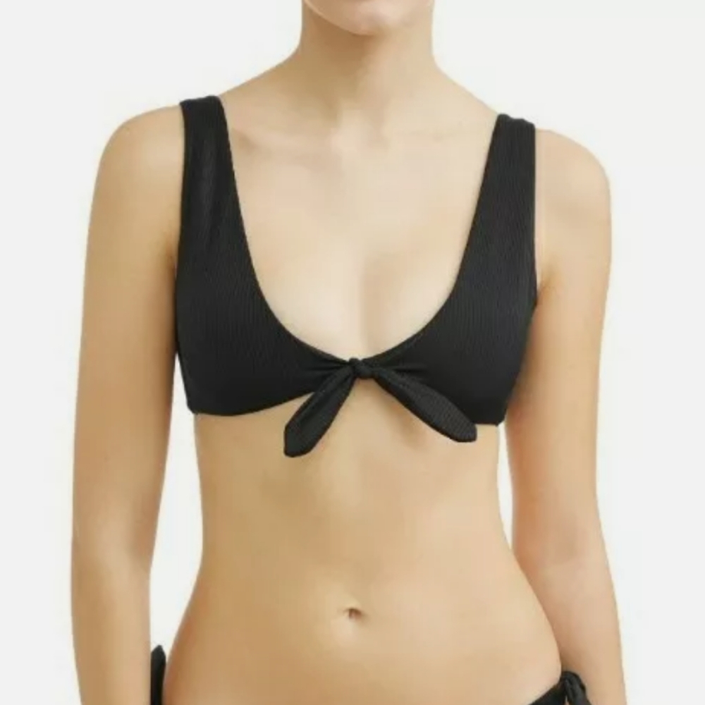 Nobo Juniors Bunny Tie Ribbed Bikini Swim Top Bla